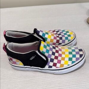 Vans Red and Pink Slip-On Sneakers Vibrant Design